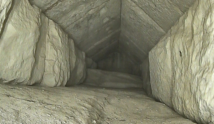 030223_ec_pyramid_inline2 A narrow, empty passage within the Great Pyramid